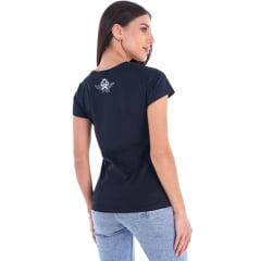 Camiseta Feminina Ox Horns T-Shirt Preta Estampado Sela Com Brilho Ref: 6518
