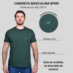 Camiseta Masculina BF///MS Manga Curta Básica Origem BF Verde Escuro Ref:CB113