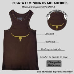 Regata Feminina Os Moiadeiros Dallas Stars Marrom Modelo Nadador Com Bordado Estrela Dourada Ref:REG152