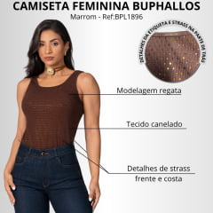 Regata Feminina Buphallos Premium Marrom Ref: BPL1896