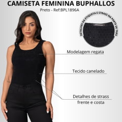 Regata Feminina Buphallos Premium Preta Ref: BPL1896A