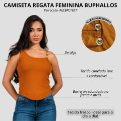 Regata Feminina Buphallos Terracota Com Acessório Na Alça Ref:BPL1637