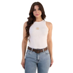 Camiseta Regata Feminina Canelada Ox Horns Off White Ref:7606