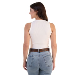 Camiseta Regata Feminina Canelada Ox Horns Off White Ref:7606