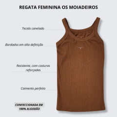 Camiseta Regata Feminina Marrom Os Moiadeiros Com Logo Bordada Ref.CMRF24