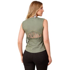 Regata Feminina Moon Horse Austin Verde Militar Abertura Nas Costas Ref: 01.12.465