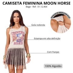 Regata Feminina Moon Horse Country Road Bege Com Franjas Ref: 01.12.484
