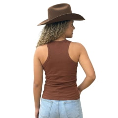 Regata Feminina Moiadeiros Dallas Modelo Nadador Marrom Estampada Brasil Em Azul Ref:REG:229 COPA 2026