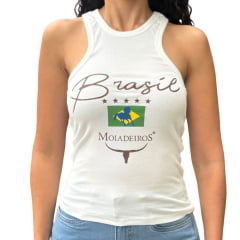 Regata Feminina Moiadeiros Dallas Modelo Nadador Off White Estampada Brasil Em Marrom Ref:REG228 COPA 2026