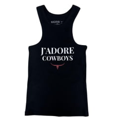Regata Feminina Os Moiadeiros Dallas Nadador Preto Estampada Cowboys Branco Ref:CMRF87