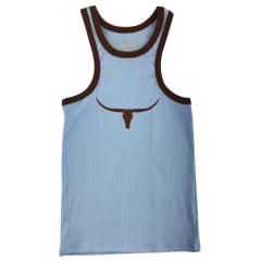 Regata Feminina Os Moiadeiros Modelo Nadador Azul Céu/Marrom Estampado Ref: REG179
