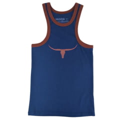 Regata Feminina Os Moiadeiros Modelo Nadador Azul Petróleo/Marrom Estampado Ref: REG153