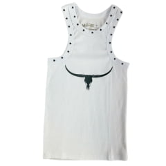 Regata Feminina Os Moiadeiros Modelo Nadador Dallas Branco Bordado Estrela Preta Ref: REG190