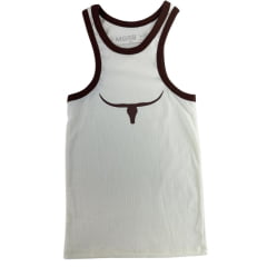 Regata Feminina Os Moiadeiros Modelo Nadador Off White/Marrom Estampado Ref: REG189