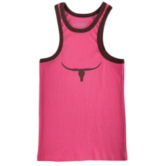 Regata Feminina Os Moiadeiros Modelo Nadador Pink Punch/Marrom Estampado Ref: REG193