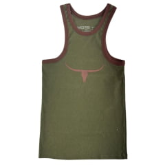Regata Feminina Os Moiadeiros Modelo Nadador Verde Musgo Bordado Ref: REG195