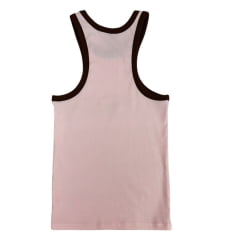 Regata Feminina Os Moiadeiros Rosa Modelo Nadador Com Viés Marrom E Estampado Longhorn Marrom Ref:REG165