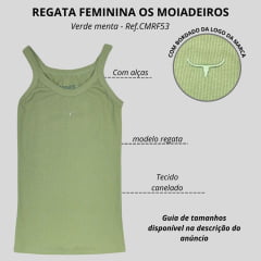 Camiseta Regata Feminina Os Moiadeiros Verde Menta Com Logo Bordada Ref:CMRF53