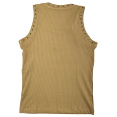 Camiseta Regata Feminina Stabulos Bege Escuro Bordado Termo REF: STB 587