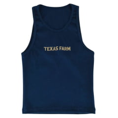 Camiseta Regata Feminina Texas Farm Canelada Western Show Azul Marinho Logo Dourado Ref:RT004