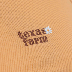 Camiseta Regata Feminina Texas Farm Canelada Western Show Ocre Logo Marrom Ref:RT005