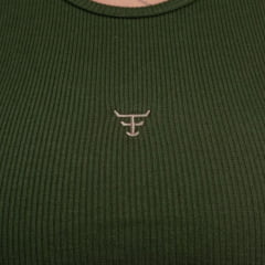 Regata Feminina Texas Farm Canelada Western Show Verde Militar Com Logo Verde Ref:RT0001