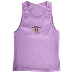 Camiseta Regata Feminina Texas Farm Western Show Roxo Lilas Claro Logo E Botas Bordadas Ref:RT006