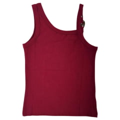 Regata Feminina Thankfield Fivela Dourada Tecido Canelado Bordô Bordado Caramelo Ref:01755