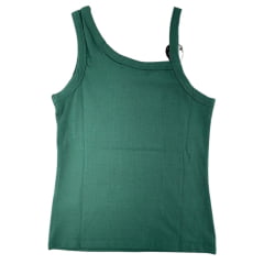 Regata Feminina Thankfield Fivela Prata Tecido Canelado Verde Com Bordado Logo Dourado Ref:01758