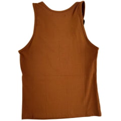 Regata Feminina Thankfield Com 2 Fivelas Envelhecidas Tecido Canelado Ocre Bordado Ref:01745