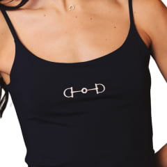 Regata Feminina Turkese Perfect Fit Bridão Black Bordado Branco REF:RC06606