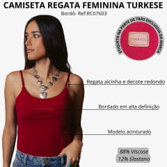 Regata Feminina Turkese Perfect Fit Vermelho Bordô Logo Bordado Ref:RC7603