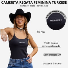 Regata Feminina Turkese Perfect Fit Western Bordado Ref: RC02603