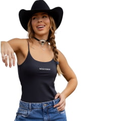 Regata Feminina Turkese Perfect Fit Western Bordado Ref: RC02603