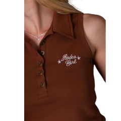 Regata Feminina Turkese Polo Rodeo Girl Marrom Ref:TS11513