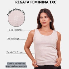 Camiseta Regata Feminina TXC Branca De Fio Com Logo Bordada Em Off Ref.50934