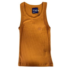 Camiseta Regata Feminina TXC Canelada Slim Caramelo Com Bordado Logo Caramelo Ref:51140