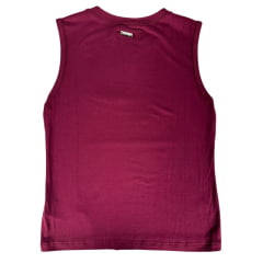 Camiseta Regata Cropped Feminina TXC Malha Custom Aplicada Com Plaquinha Vinho Básica Ref:5119
