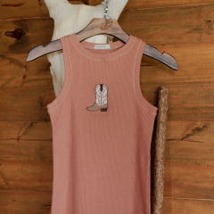 Regata Feminina Zenz Western Wild Life Canelada Terracota Bordado Bota REF:ZW0126024-1626