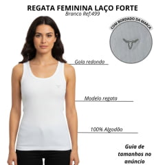 Regata Feminina Laço Forte Canelado Básica Branca Ref:499