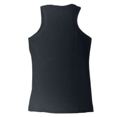 Regata Feminina Laço Forte Canelado Básica Preta Ref:500