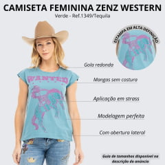 Camiseta Regata Zenz Western Verde Com Escrita Wanted Com Strass Ref.1349 Tequila