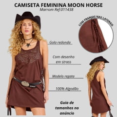 Regatão Feminino Moon Horse Dress Marrom Com Brilho Ref:0111438