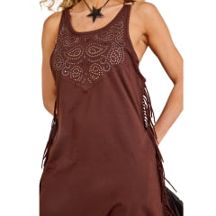 Regatão Feminino Moon Horse Dress Marrom Com Brilho Ref:0111438