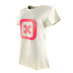 Camiseta Slim Fit Feminina TXC Off White Manga Curta Com Logo Grande Em Pink REF: 50968