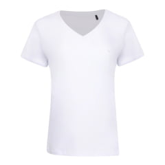 Camiseta Feminina Lee T-shirt Baby Look Básica Branca Manga Curta Gola V Ref: 6101L