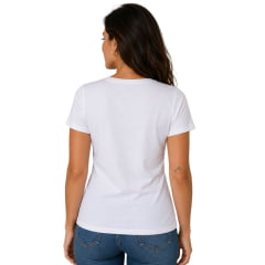 Camiseta Feminina Lee T-shirt Baby Look Básica Branca Manga Curta Gola V Ref: 6101L
