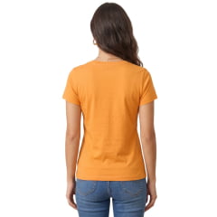Camiseta Feminina Lee T-shirt Baby Look Básica Laranja Manga Curta Gola V Ref: 6103L
