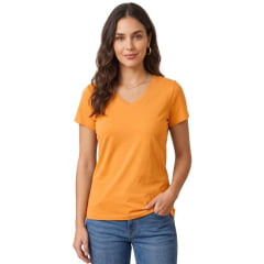 Camiseta Feminina Lee T-shirt Baby Look Básica Laranja Manga Curta Gola V Ref: 6103L Camiseta Feminina Lee T-shirt Baby Look Básica Laranja Manga Curta Gola V Ref: 6103L