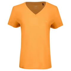 Camiseta Feminina Lee T-shirt Baby Look Básica Laranja Manga Curta Gola V Ref: 6103L